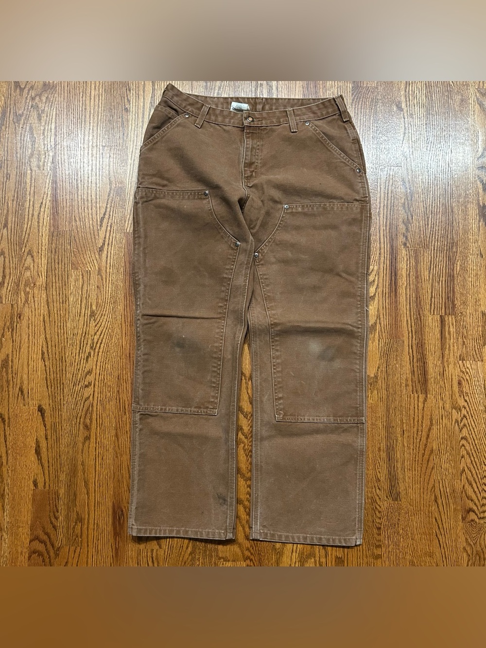Carhartt WB136 BRN Double Knee Canvas Work Pants Womens 12x30 (32x29” Workwear
